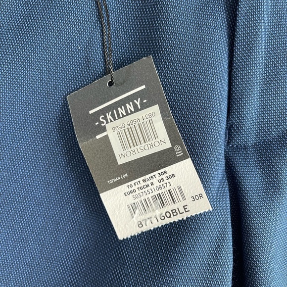 NWT Men’s Dress Pants TOPMAN Dark Blue Skinny Tailored Trim Fit Flat Front Pants - Picture 8 of 8